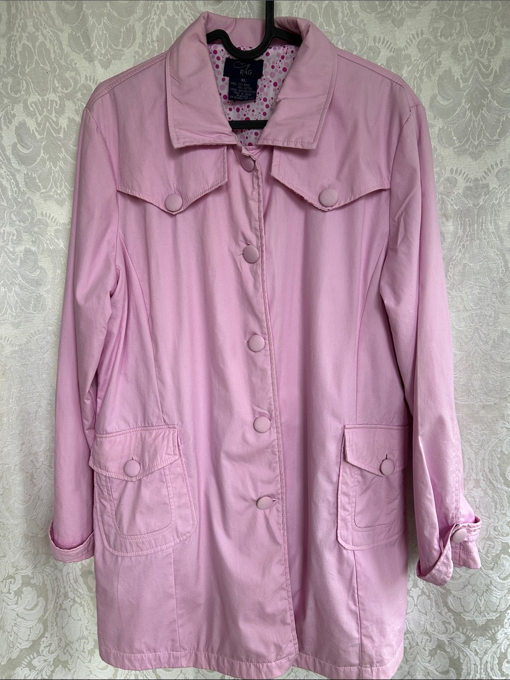 Vintage RAG pink trench coat. XL